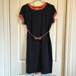 THYME MATERNITY | Beautiful polka dot blue/salmon dresses with belt